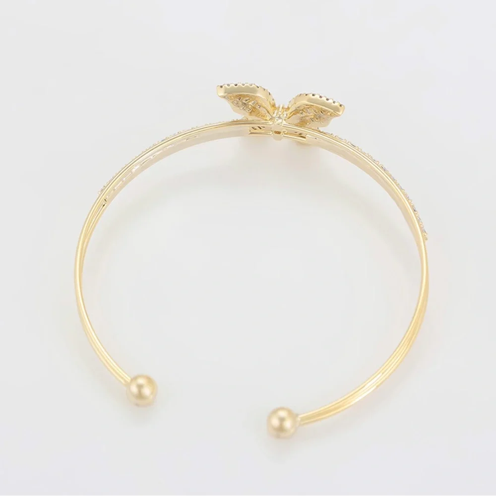 14K Gold Plated Butterfly Cuff Bracelet | Adjustable Sparkly Tarnish Free